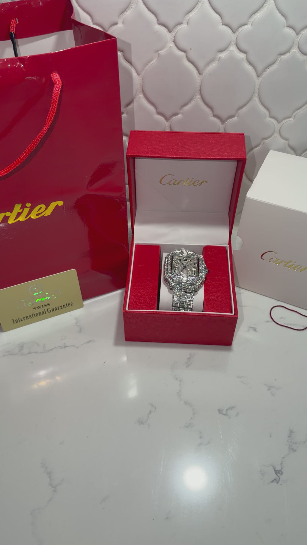 💎 Moissanite Cartier Santos Watch